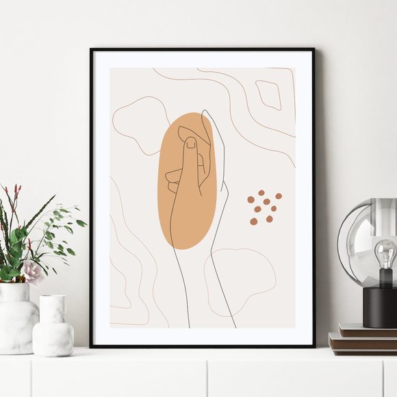 Modern Minimalist Hand Abstract Boho Wall Art Print Home Decor [No Frame] - Picture 2 of 5